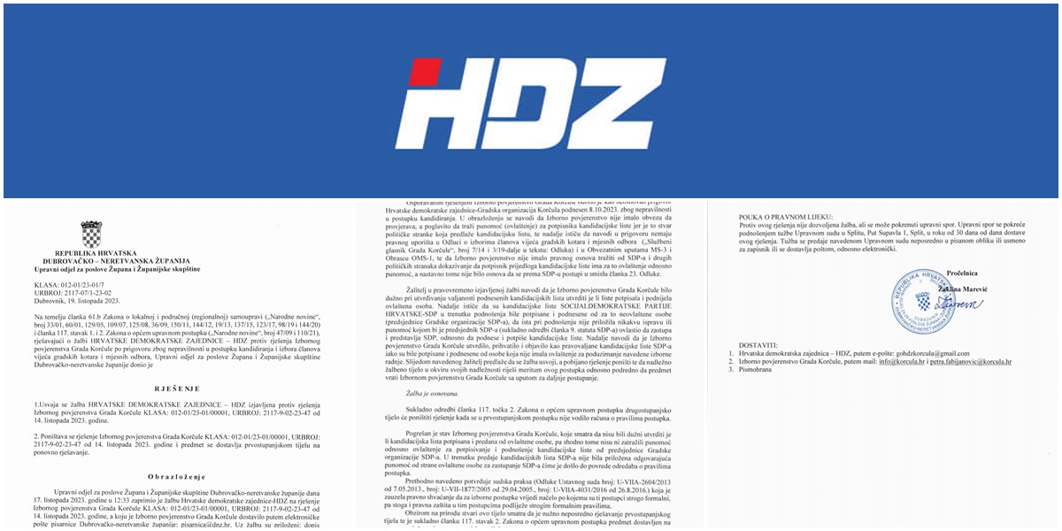 HDZ: Pravno i proceduralno Gradski odbor SDP-a Korčula bio je u krivu