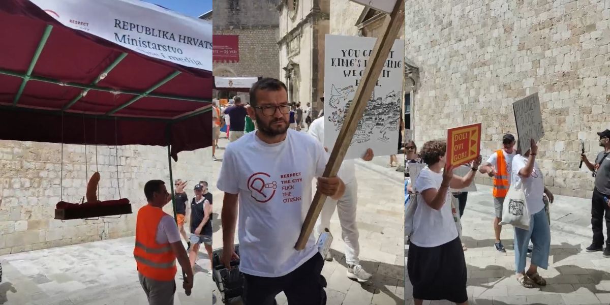 FOTO: Prosvjed na Stradunu, nose muški spolni organ, a turisti u čudu gledaju što se događa