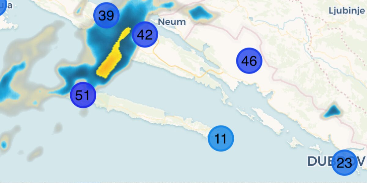 Pala je velika količina kiše tijekom noći, na Mljetu je bilo najgore