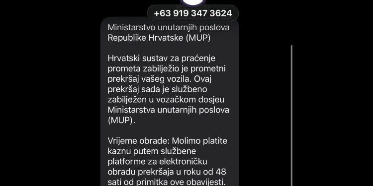 Ako vam stigne poruka koju navodno šalje prometna policija nipošto ne otvarajte – radi se o prevari