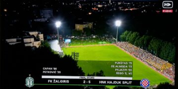 HAJDUK RAZBIO ŽALGIRIS Bijeli s velikih 5:2 jednom nogom u play-offu Konferencijske lige