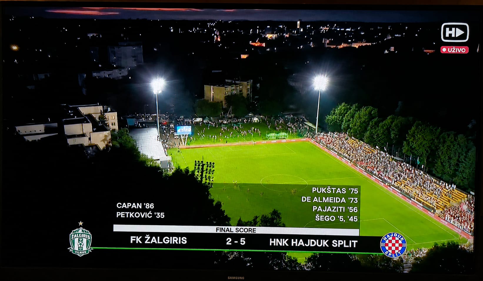 HAJDUK RAZBIO ŽALGIRIS Bijeli s velikih 5:2 jednom nogom u play-offu Konferencijske lige