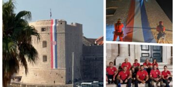 Na tvrđavi Sveti Ivan velika hrvatska zastava, postavili je dubrovački HGSS-ovci