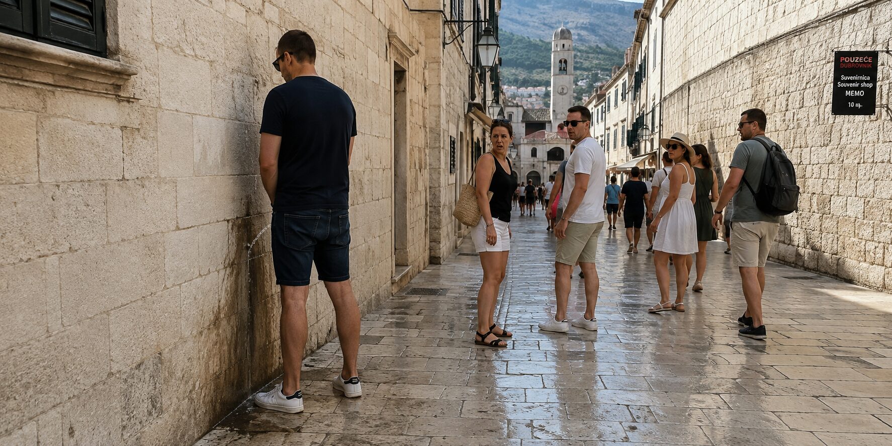 Mokrio u Dubrovniku na ulici s otkrivenim spolovilom, kaznu platio šamarom i uhićenjem