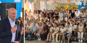 Osmijesi i uzbuđenje za prvi dan škole, prvašiće u Metkoviću posjetio i župan Blaž Pezo