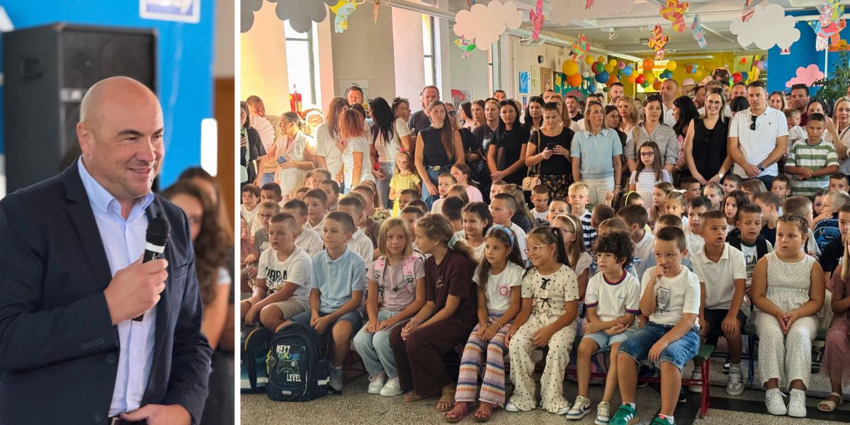 Osmijesi i uzbuđenje za prvi dan škole, prvašiće u Metkoviću posjetio i župan Blaž Pezo